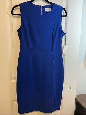 Calvin Klein Cobalt Blue Sleeveless Sheath Midi Dress NWT